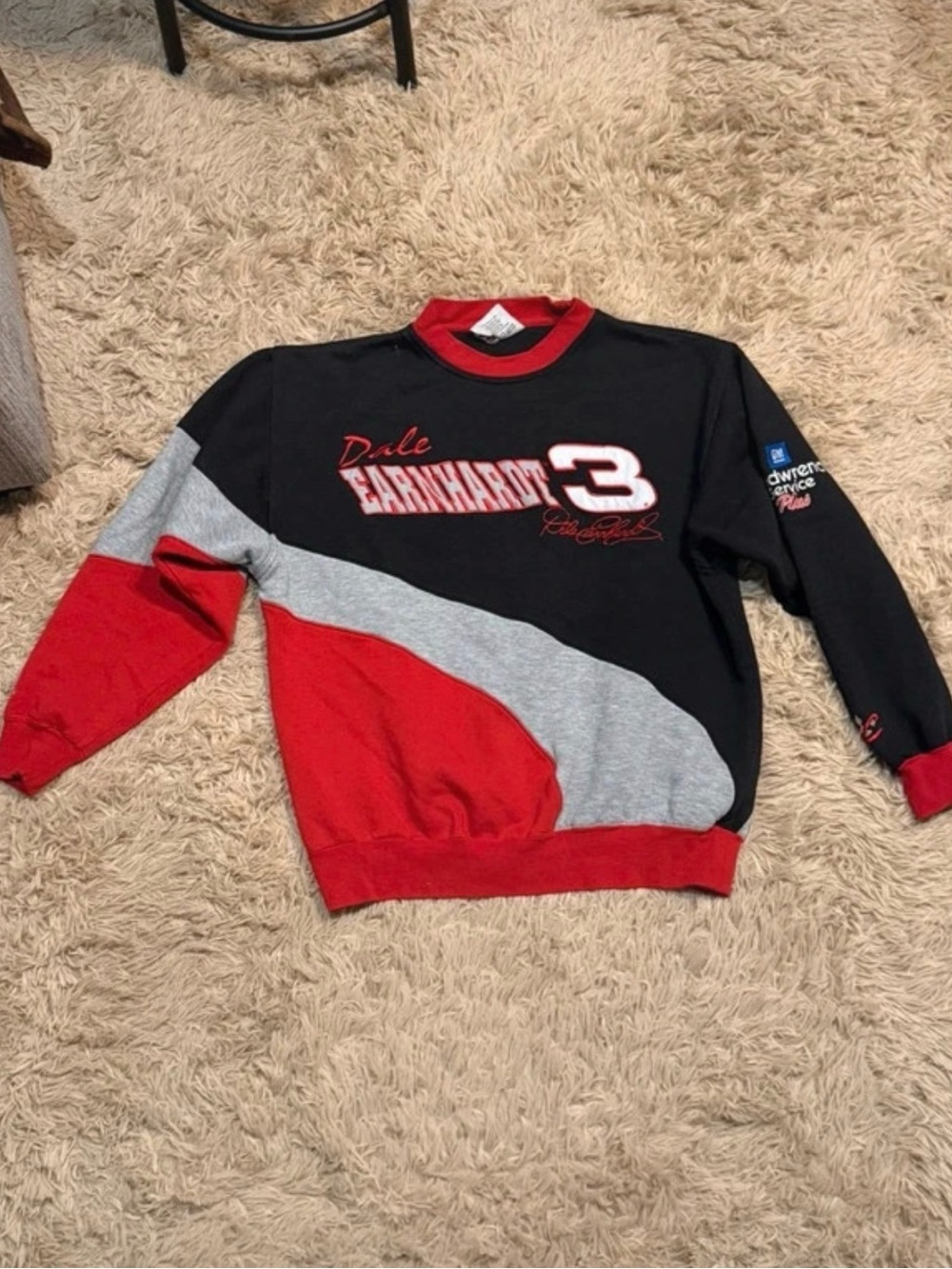 Chase Authentics Red Black Gray Dale Earnhardt No. 3 Crewneck Sweatshirt